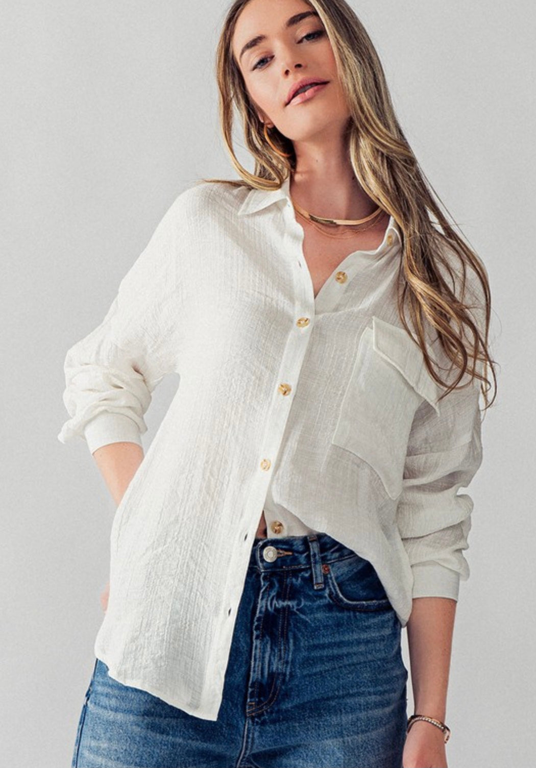 Gauze Button Down Shirt