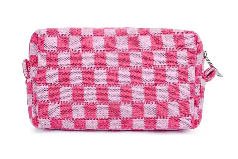 Checkered Mini Cosmetic Pouch