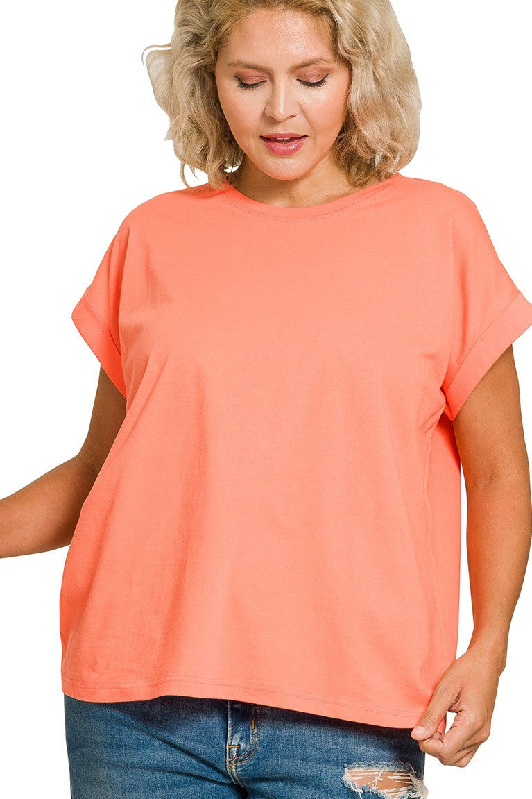 Folded Sleeve Tee Top