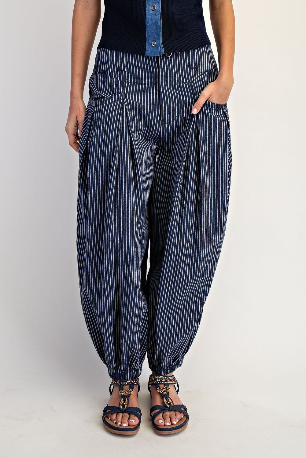 Pull On Stripe Wide Leg Pant