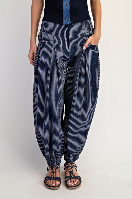 Pull On Stripe Wide Leg Pant