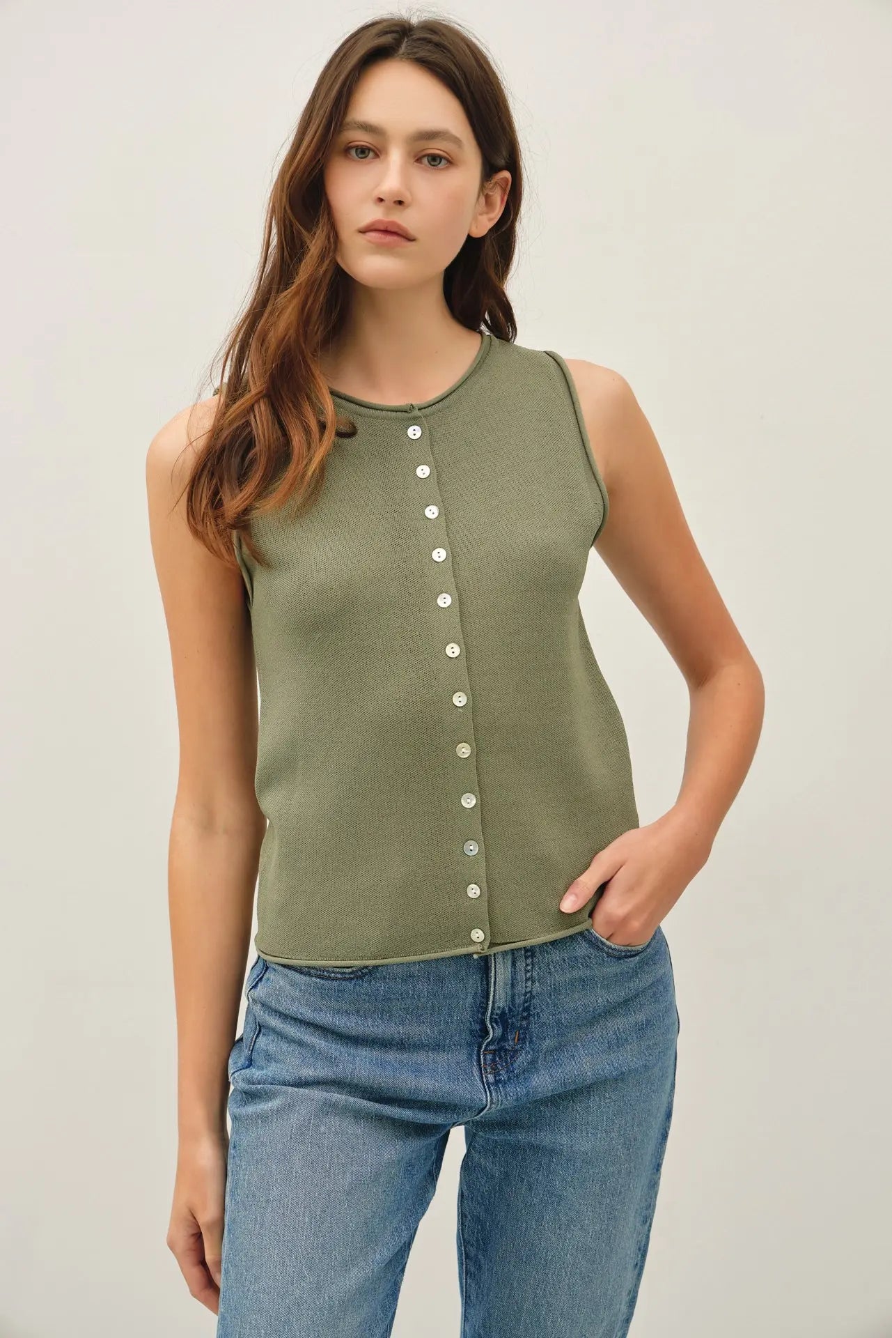 Rolled Hem Sweater Vest