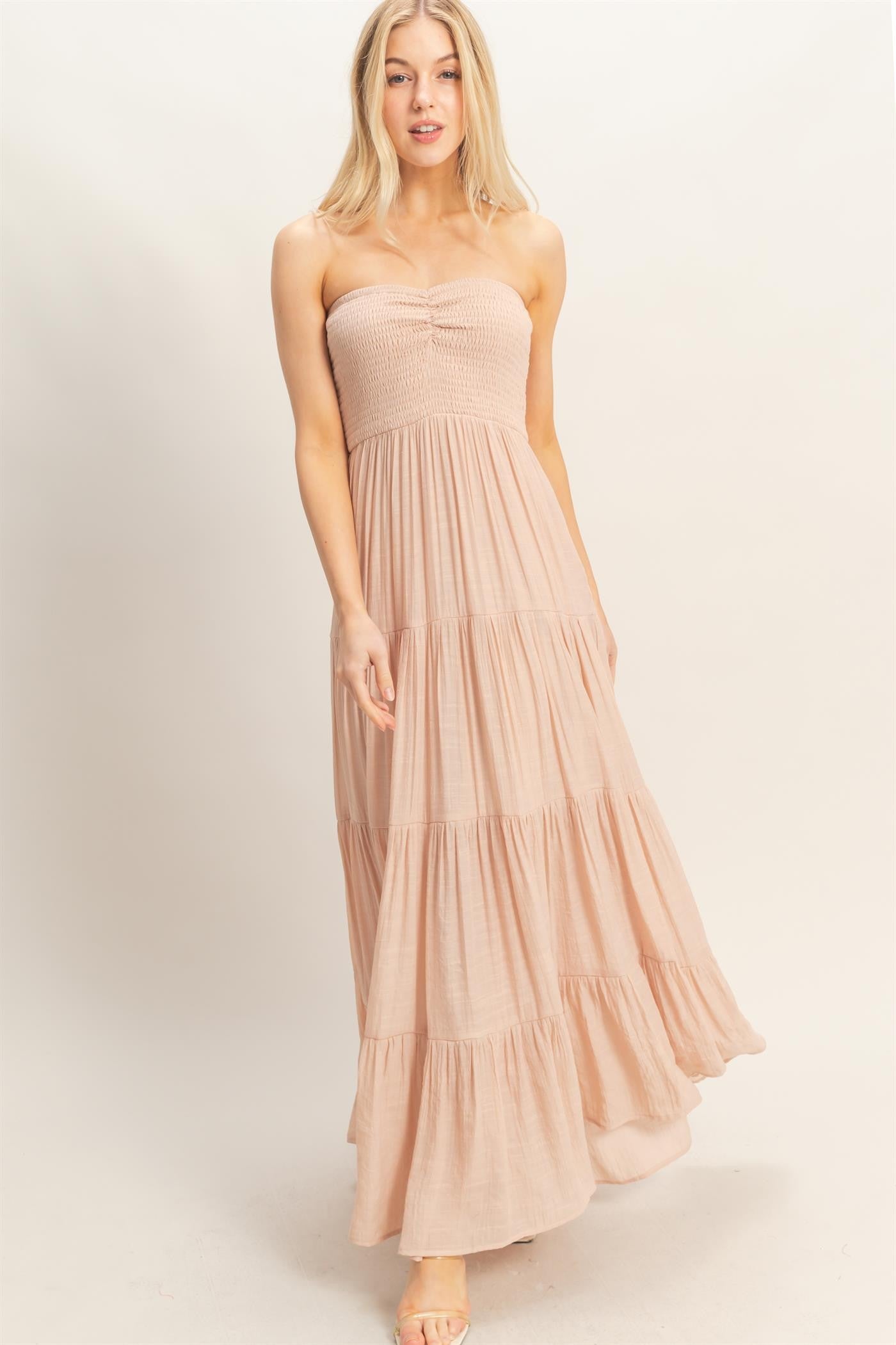 Smocked Strapless Maxi Dress