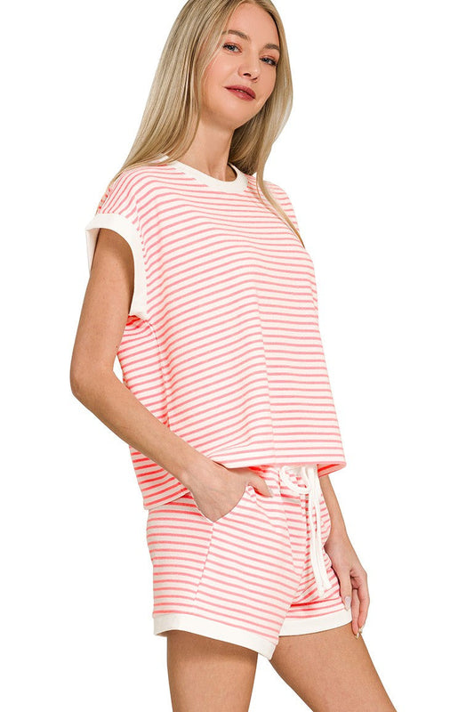 Stripe Contrast Short Set